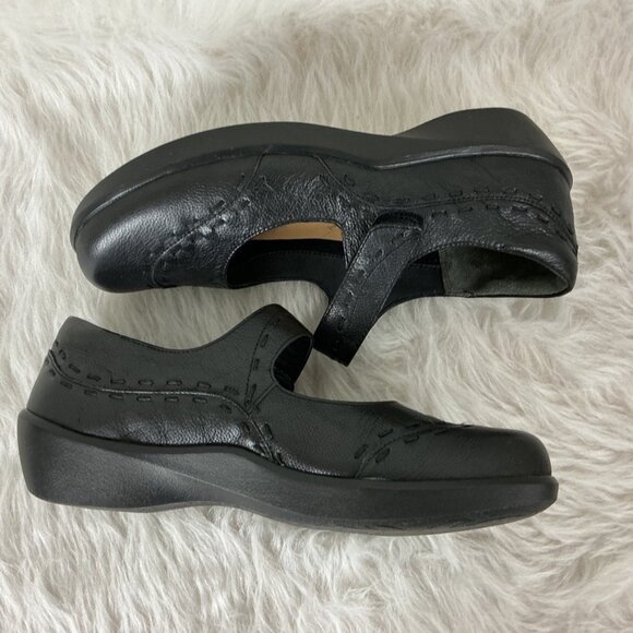 Ziera Gummibear Black Leather Mary Jane Flats EU 40 W US 9.5 W - Picture 4 of 8